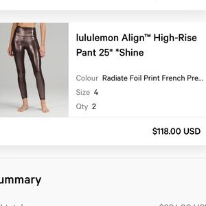 Lululemon Align High Rise Pant 25” Shine